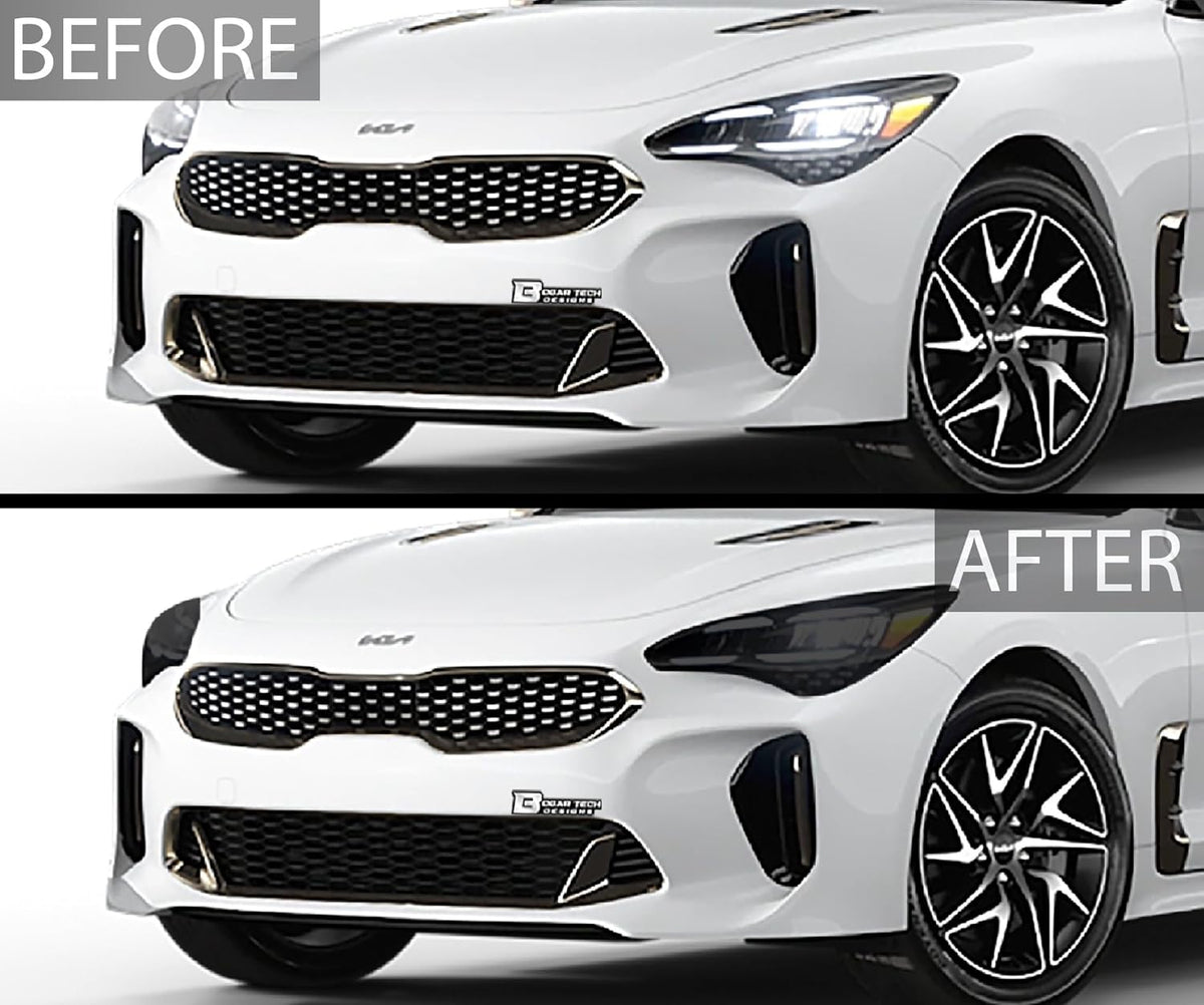 BOGAR TECH DESIGNS Precut for Kia Stinger 2022-2024 Full Headlight Taillight Tint Kit, Dark Smoke