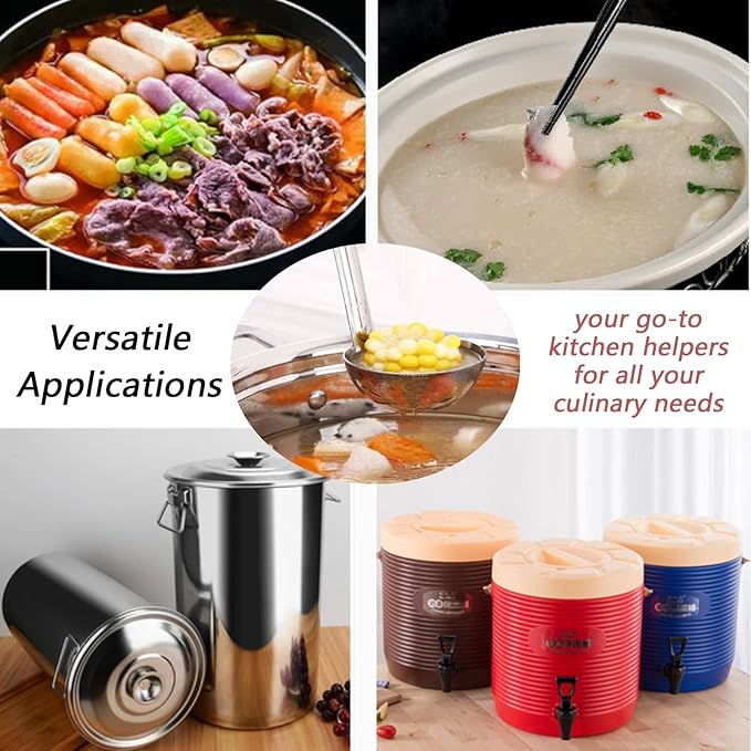 3 Pcs 2 oz Stainless Steel Soup Ladle Set, Long Handle Serving Spoons with Hooked Handles, Kitchen Cooking Utensils for Sauce Gravy Stew