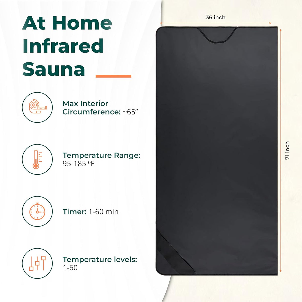 Infrared Sauna Blanket for Home | Portable Far Infrared Sauna Bag for Detox, Weight Loss & Relaxation, Dry Heat Therapy, Personal At-Home Wraps with Adjustable Temp 95-185°F. 110V 500 Watts, 71" x 36"