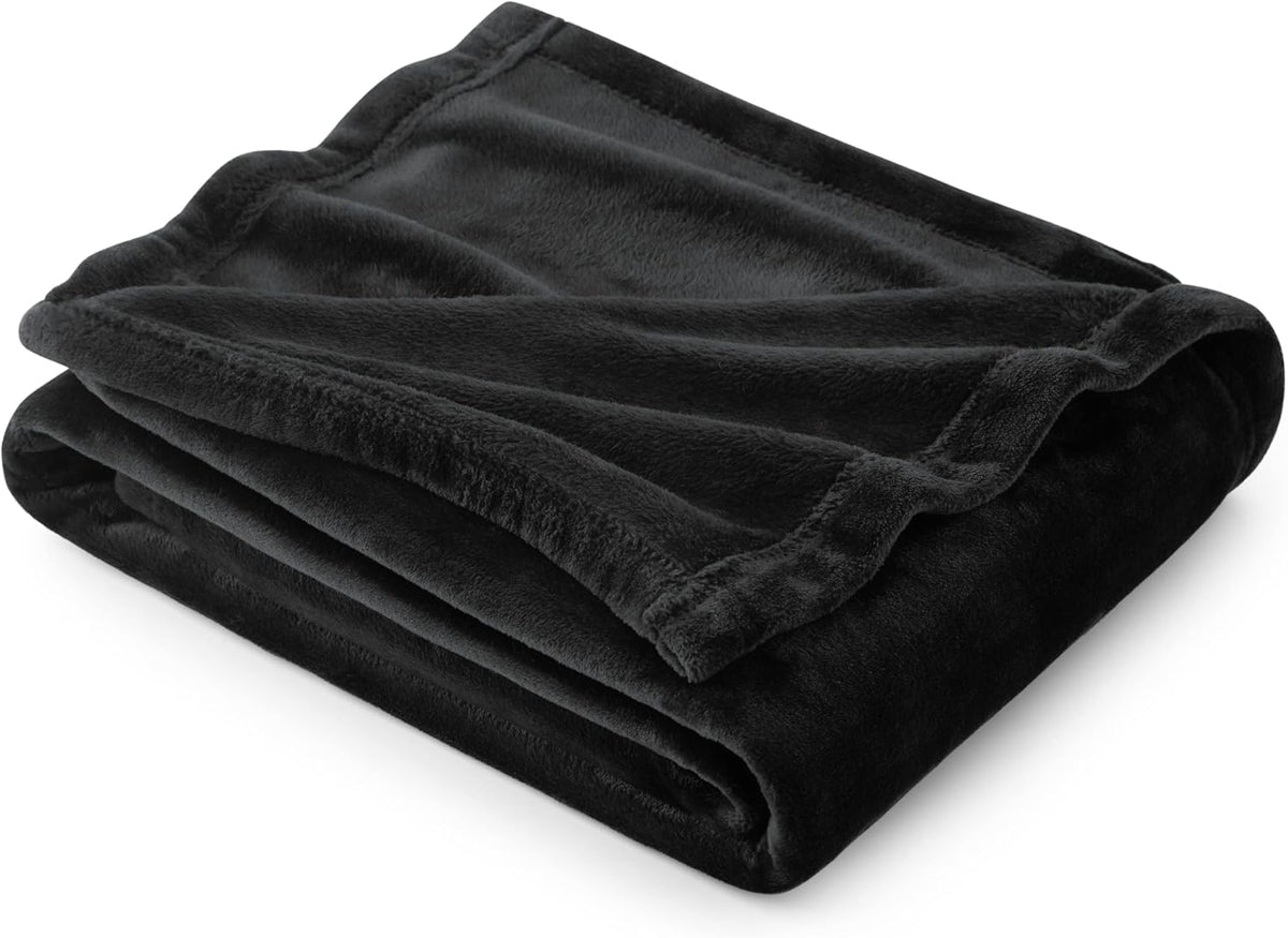 Bedsure Fleece Throw Blanket for Couch Black - Lightweight Plush Fuzzy Cozy Soft Blankets and Throws for Sofa, 50x60 inches