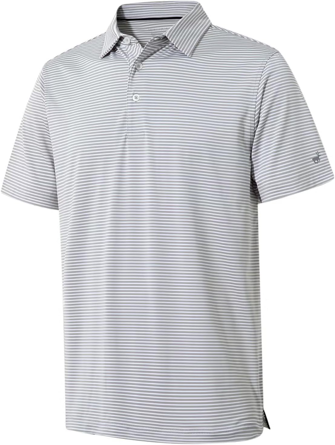 Mens Golf Shirt Moisture Wicking Dry Fit Performance Sport Short Sleeve Striped Golf Polo Shirts for Men