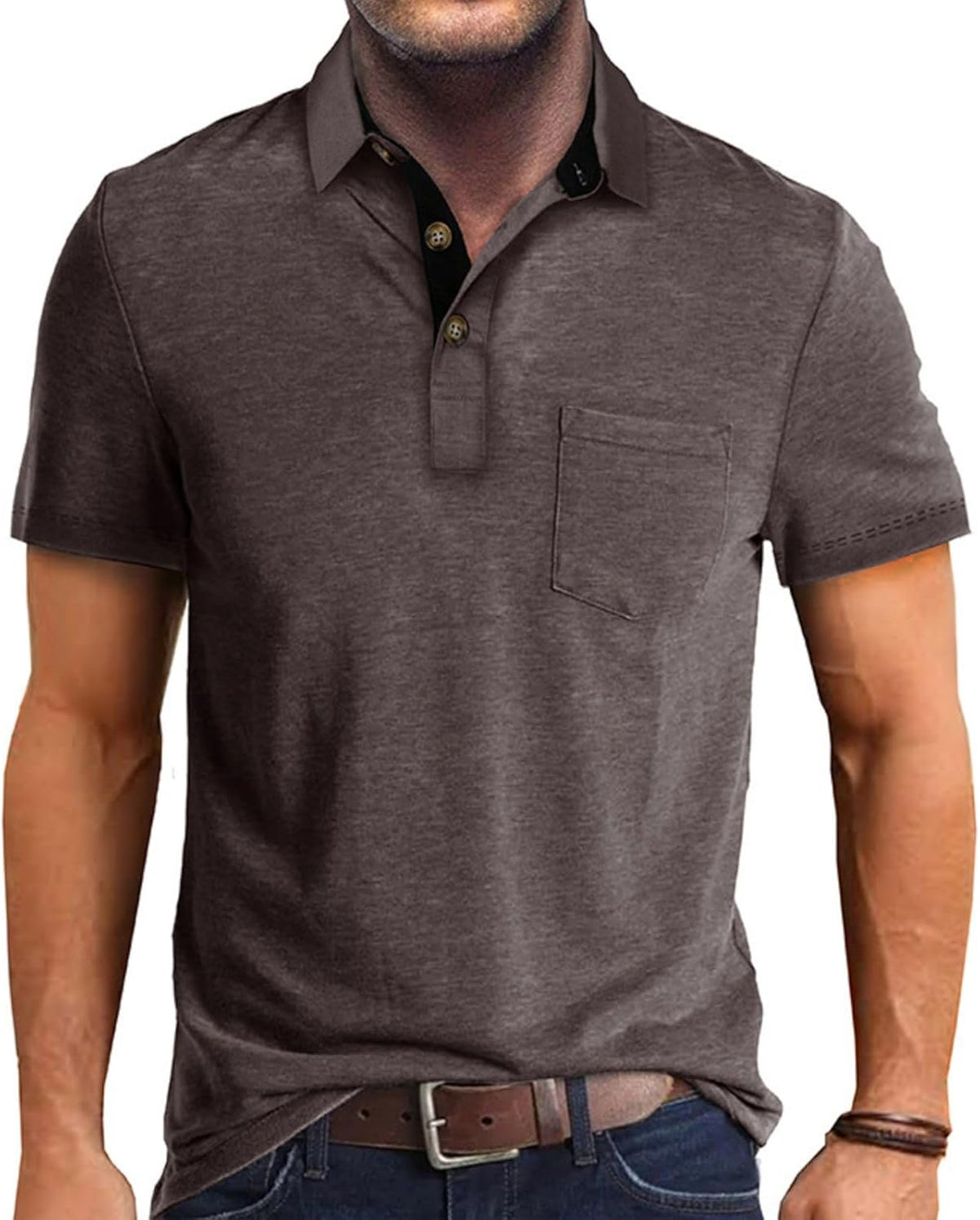 Men's Casual Polo Shirts Classic Button Basic Short Sleeve Shirt Solid Color Cotton Tees Golf Stylish Tops