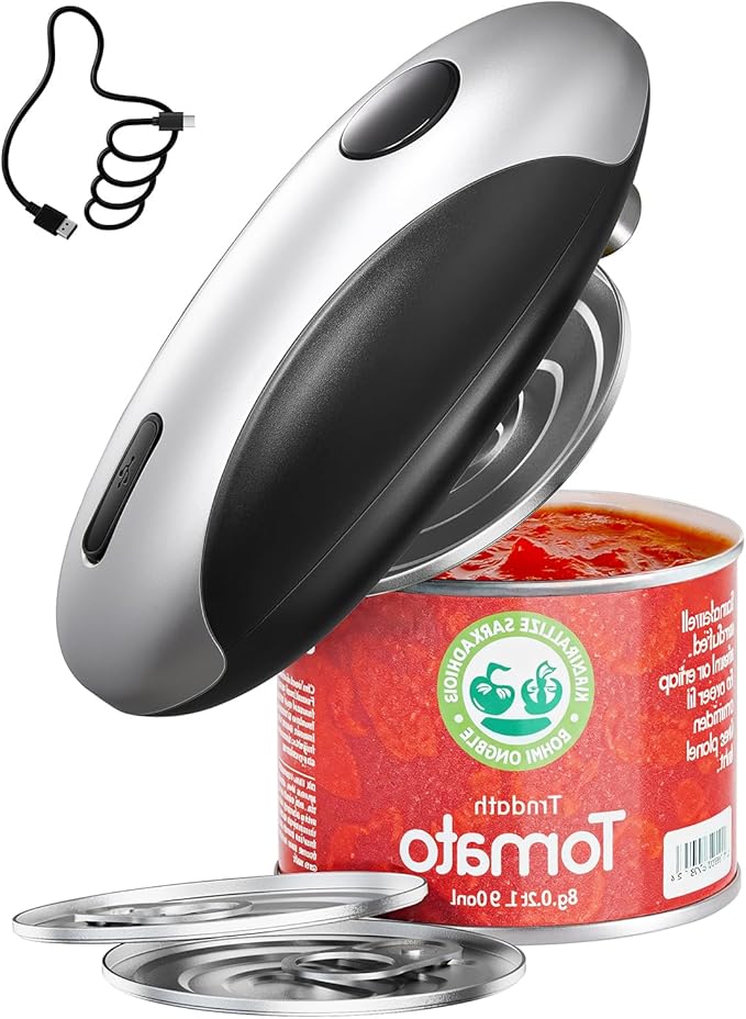 HouseSapp Rechargeable Electric Can Opener - Smooth Edge, One-Touch Automatic Can Opener for Seniors & Arthritis, Hands-Free Can Openers for Kitchen, Type-C Fast Charge, Compact Portable Can Openers