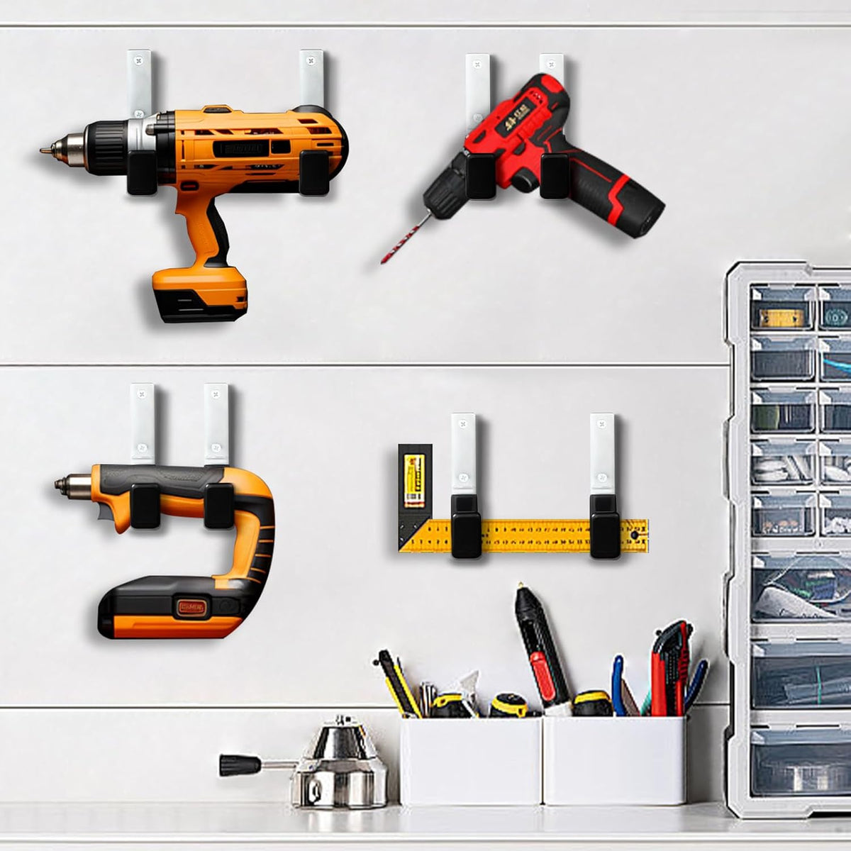 Heavy Duty Steel Garage Hooks,Garage Storage Utility Hooks,Anti-Slip Hanger, Tool Organizer,Steel Wall Mount Organizer, Garden Hose Hanger (Small-4PC)
