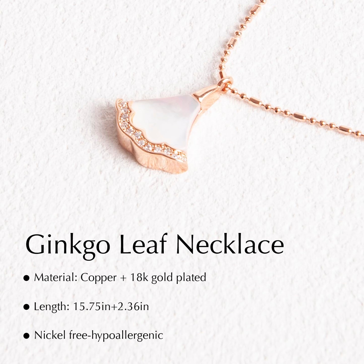 Tessalyn Fan Pendant Necklace for Women, 18k Real Gold Necklaces, Scallop with Delicate Cubic Zirconia Setting, 16-19 inches, Adjustable, Fashion Summer Jewelry Gift