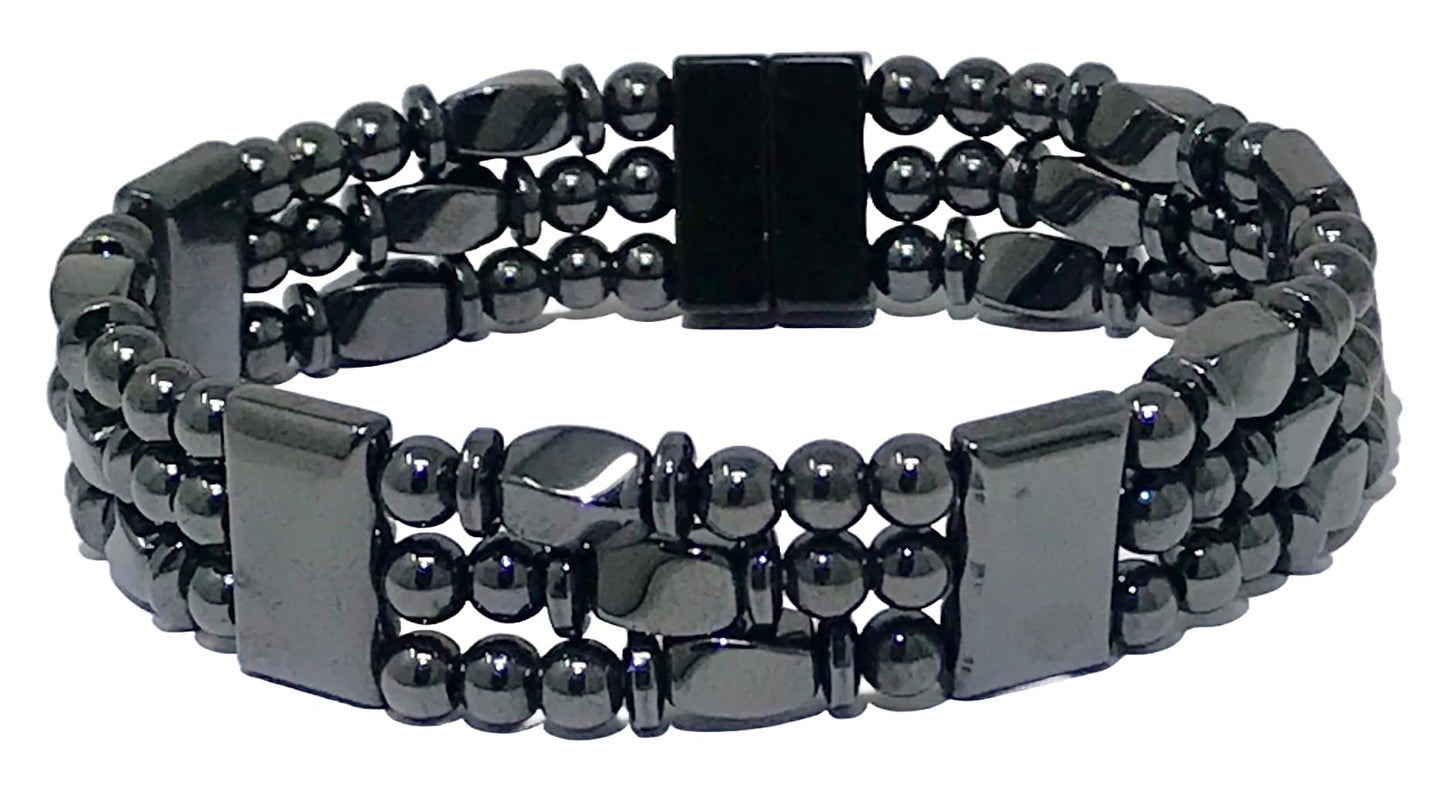 Tri-Power Magnetic Hematite Bracelet (8 Inches)
