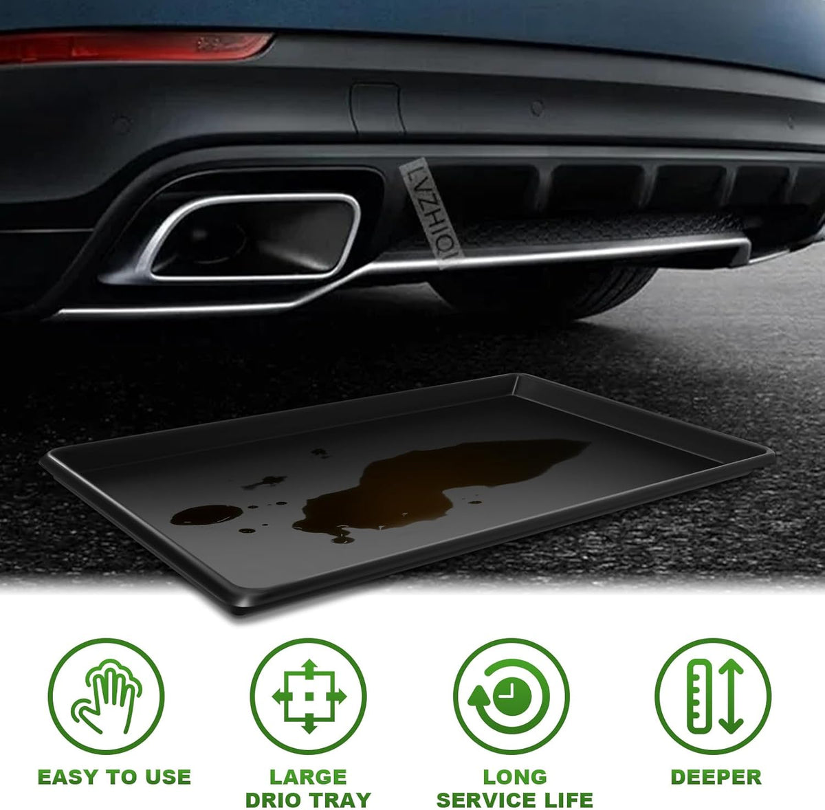 3 Pcs Extra Large Oil Drip Pan for Under Car - 35.4 x 24 x1.6 Inches, Hard Plastic Auto Oil Drip Tray, Oil Catch Pan Replacement Tray to Keep Garage Floor Show Room Driveway Safe and Clean