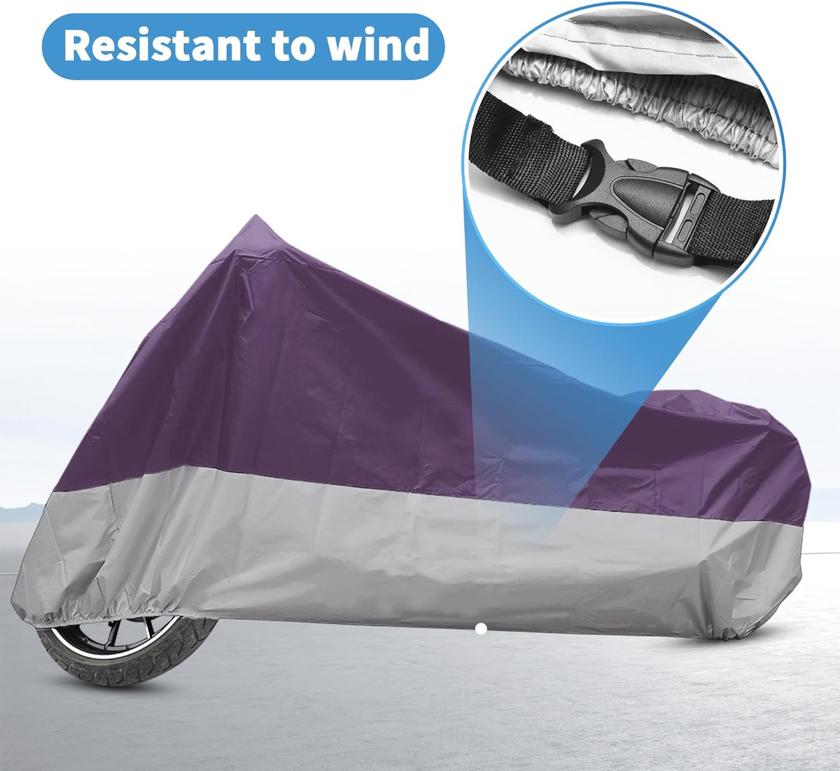 X AUTOHAUX Motorcycle Cover for Harley Davidson for Honda for Suzuki All Season Weather Waterproof Sun Motorbike Cover Fits Up to 96.46'' Motorcycles Vehicle Cover XL Purple Silver Tone