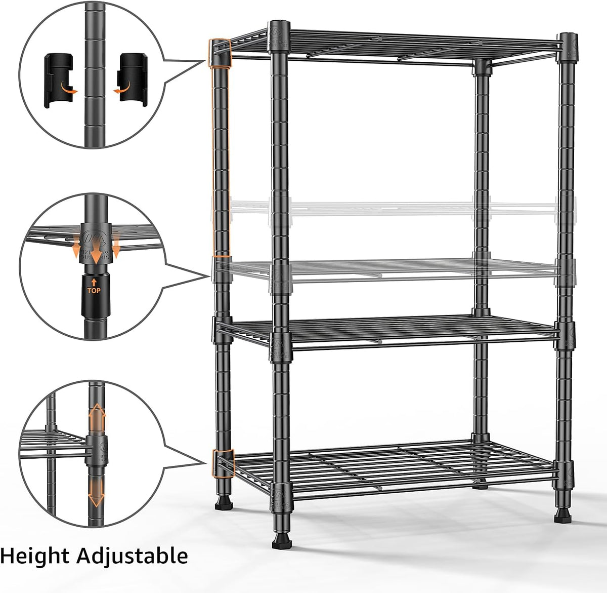 450 lbs Steel Storage Shelving 3-Tier Utility Shelving Unit Steel Organizer Wire Rack for Home,Kitchen,Office (11.8" D x 17.7" W x 26.3" H)