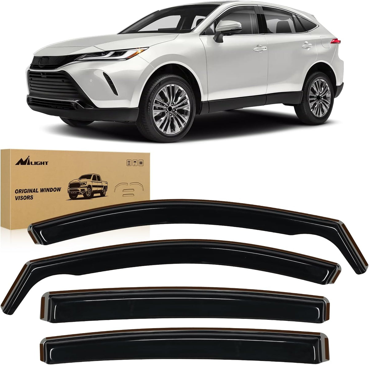Nilight Vent Window Visors for Toyota Venza 2021 2022 2023 2024 2025, in-Channel Rain Guards, Original Window Deflectors-4PCS