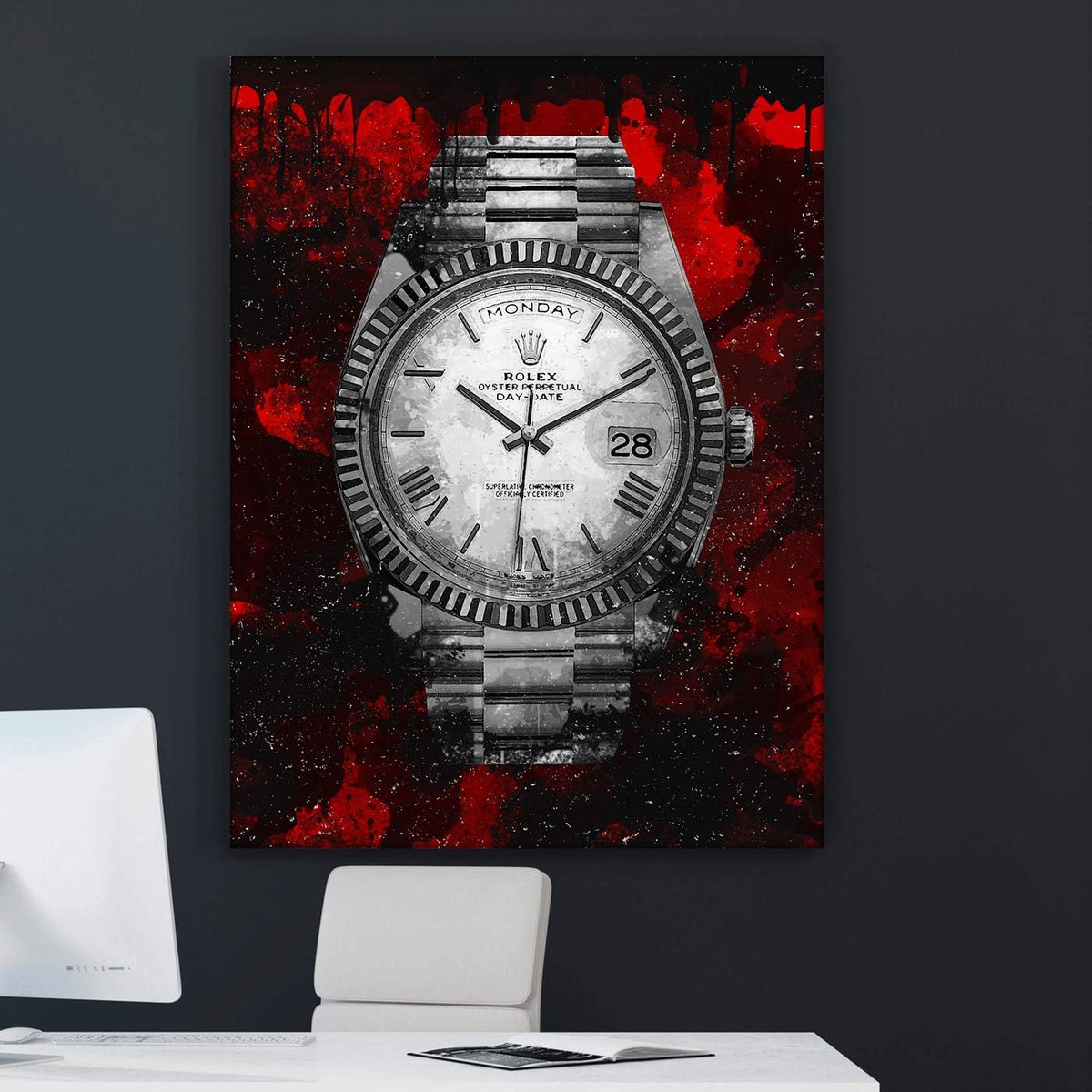 Luxury Watch Canvas Print Office Wall Decor Modern Art Pop Culture Decoration Inspiration Clock Timer Prints Framed Arts Walls Furniture (48" x 36")