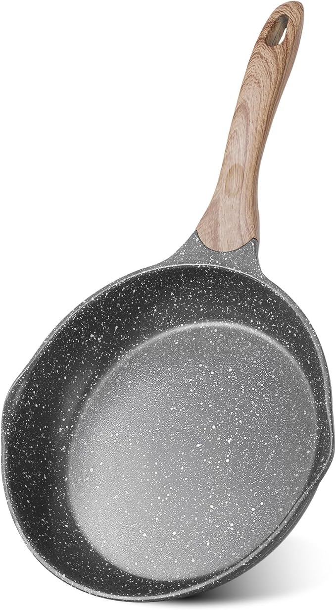 JEETEE 10 Inch Nonstick Frying Pan Stone Coating Cookware, Nonstick Omelette Skillet with Soft Touch Handle, Compatible with All Stoves