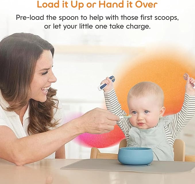 NumNum Baby Spoons Set, Baby Essentials Pre-Spoon GOOtensils for 6+ Months, First Stage Self-Feeding Spoons for Baby Led Weaning (BLW), Silicone Toddler Utensils, BPA-Free, 3 Pack Little Rainbow