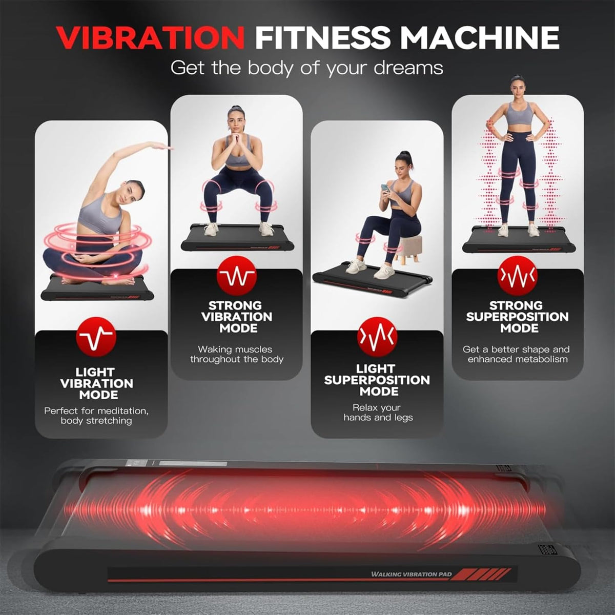 Sperax Walking Vibration Pad with APP, 3 in 1 Under Desk Treadmill, 2.5HP Low Noise Walking Treadmill Pad with Remote Control,Portable Treadmills for Home Office