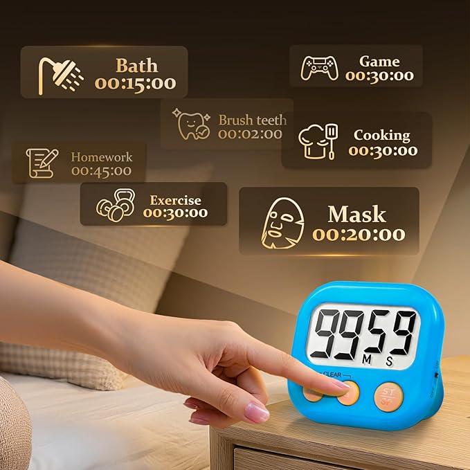 24 Pack Digital Kitchen Timer Small Classroom Timers for Kids Teachers (Blue&Pink)