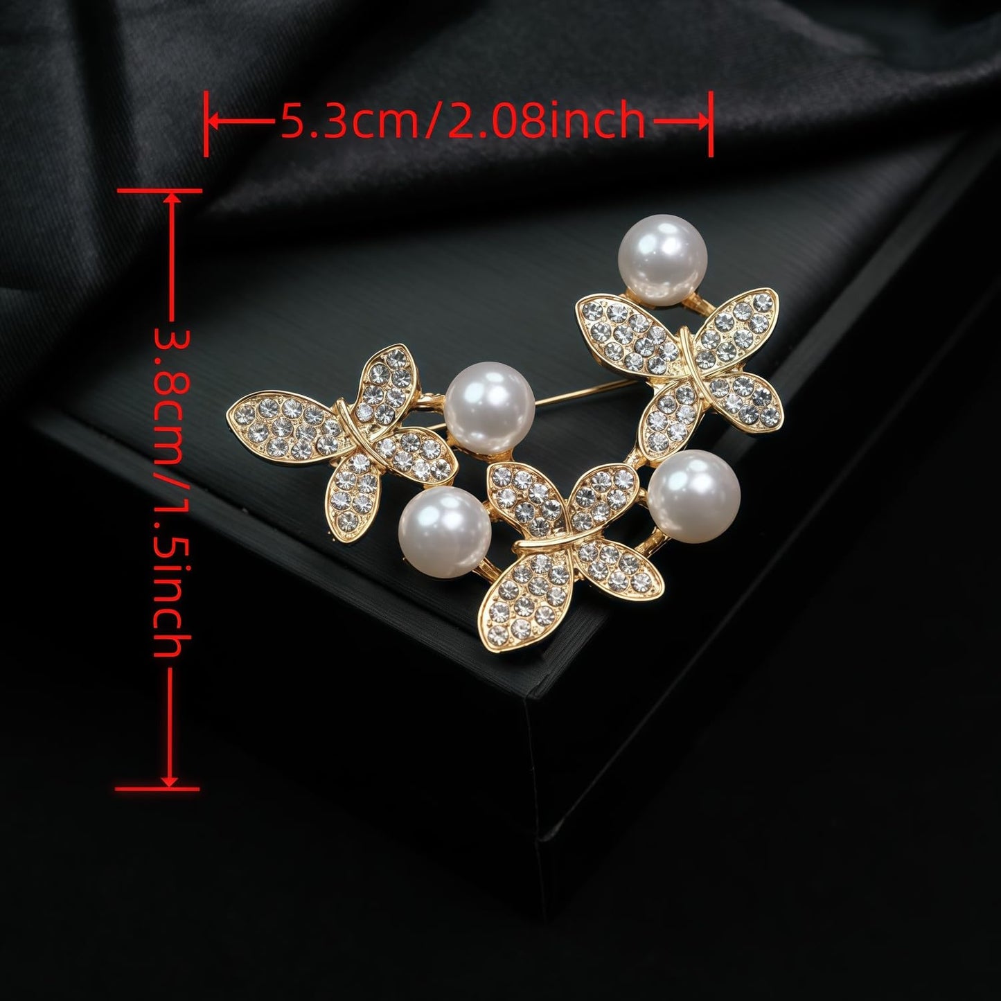 Yaximhozz 2pcs Rhinestone Brooch Pin for Women Dress Elegant Stylish Crystal Brooches Fashion Accessories Pins Lapel Boutonniere Ideas Wedding Christmas Birthday Jewelry Easter Gift (02 Gold Pearl)