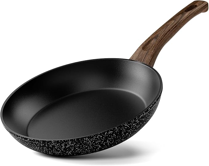 Innerwell Non Stick Frying Pan, Frying Pan Nonstick Egg Pan Non Toxic, Small Skillet Pans Omelette Pan, Induction Compatible, PFOA Free Healthy Pans(8 Inch, Black)