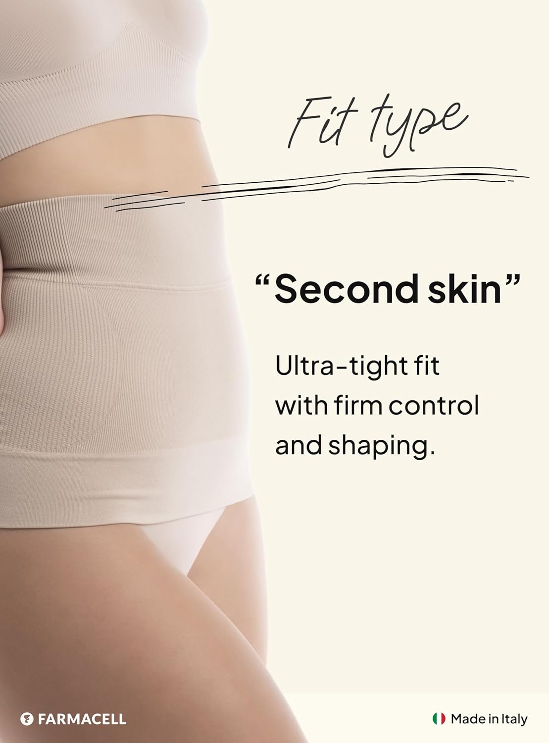 Farmacell Waist Trainer for Women 605 Made in Italy - Seamless Shapewear Tummy Control - Slimming Corset Shapewear