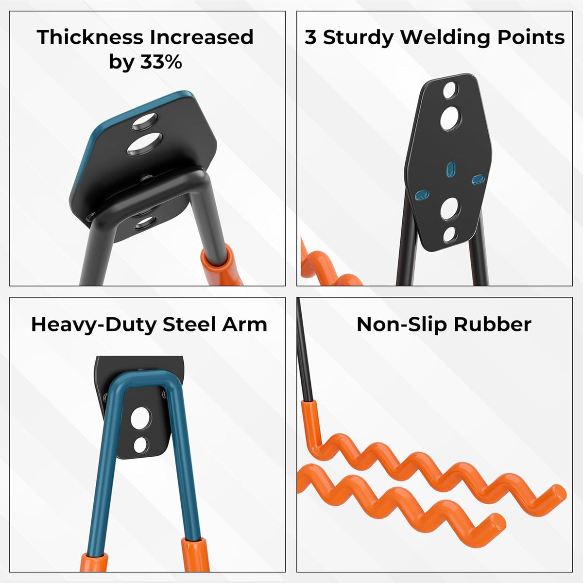BONTEC 16 Pack Heavy Duty Garage Hooks, Steel Wall Mount for Garage Organization, Ladder & Bike Hooks, Garden Hose Holder, Tool Hangers, for Home, Workshop & Storage (Orange)