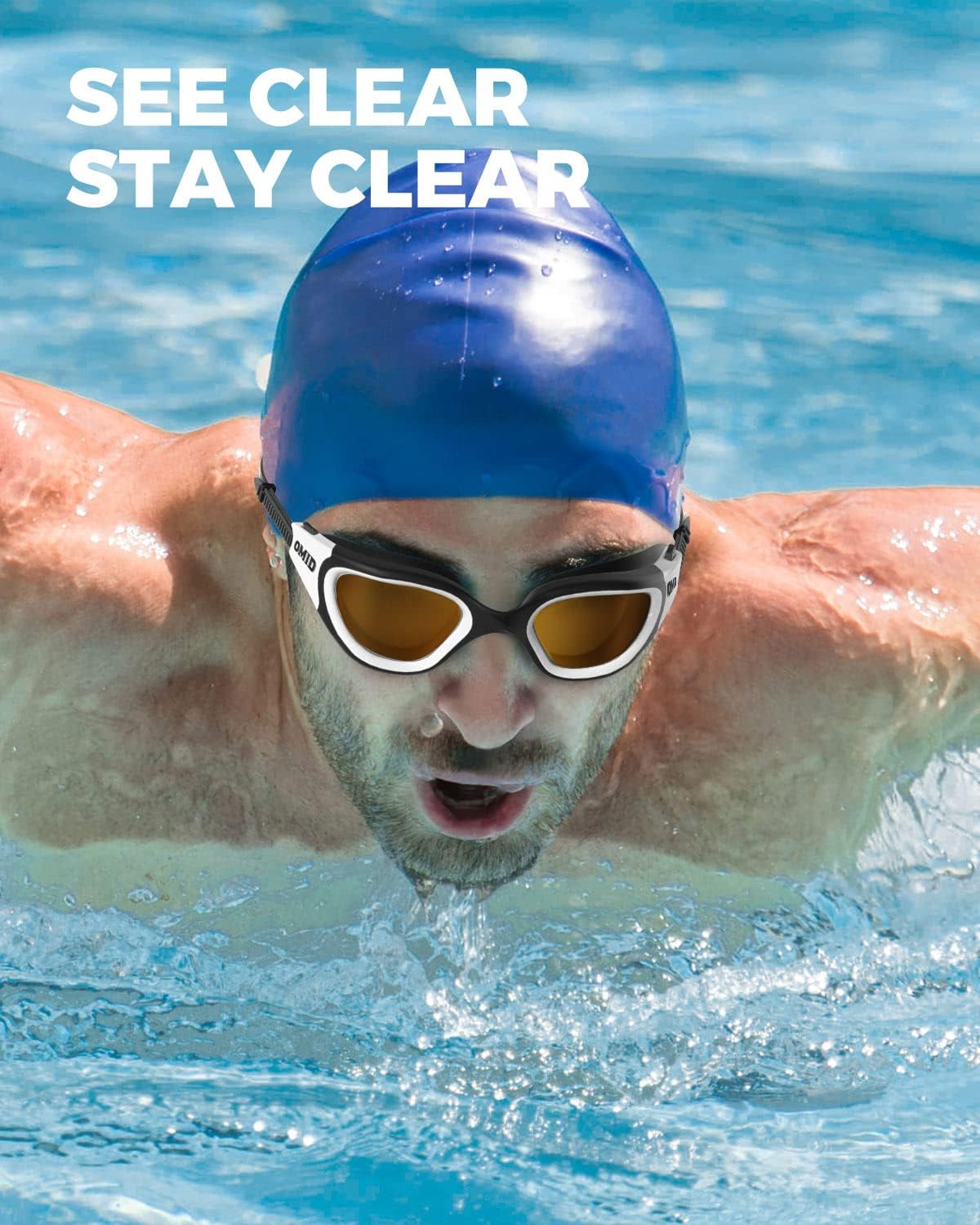 OMID Swim Goggles, P2 Polarized Swimming Goggles for Men Anti-fog Goggles Swimming for Adult Women
