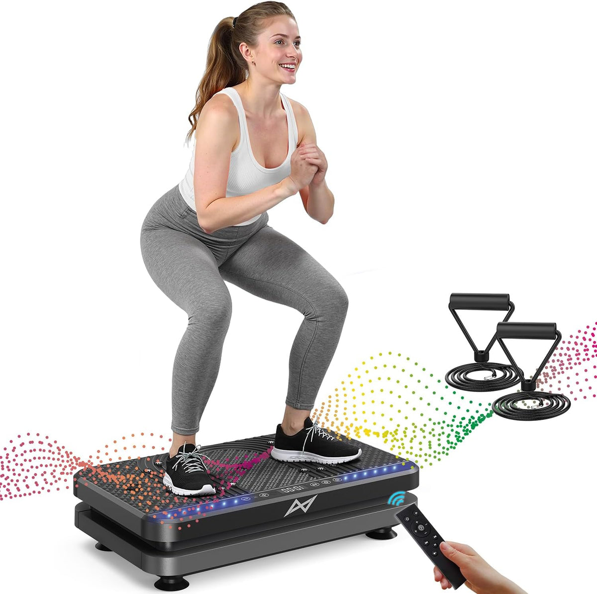 AXV Vibration Plate Fitness Platform Exercise Machine Vibrating Lymphatic Drainage Shaking Full Body Shaker Workout Vibrate Stand Shake Board Sport Gym for Weight Loss Fat Burner for Women Men