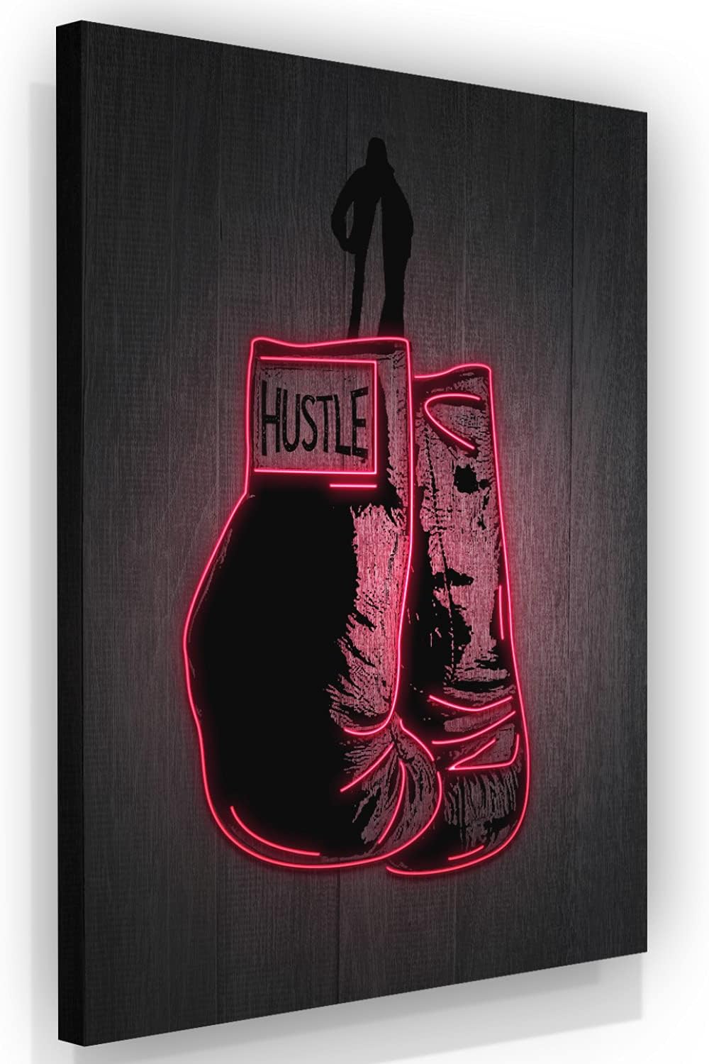 Boxing Gloves Neon Canvas Print Motivational Canvas Print Wall Art Office Decor, Entrepreneur Motivation, Hustle Artwork, Boxing Neon Print, Fighter Gym Sign, Hustler Art Neon Sign (18" x 12")