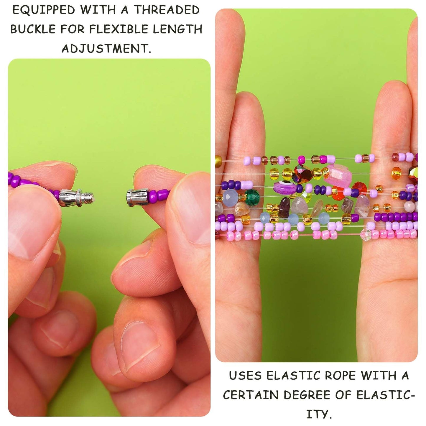 ELABEST Adjustable Handmade Waist Beads Stretchy 23-52 inch 8Pcs Chakra Yoga Body Belly Beaded Women Waist, Anklet, Bracelet, Necklace Jewelry with Screw clasp (Cyan, 31.5inch/80cm)