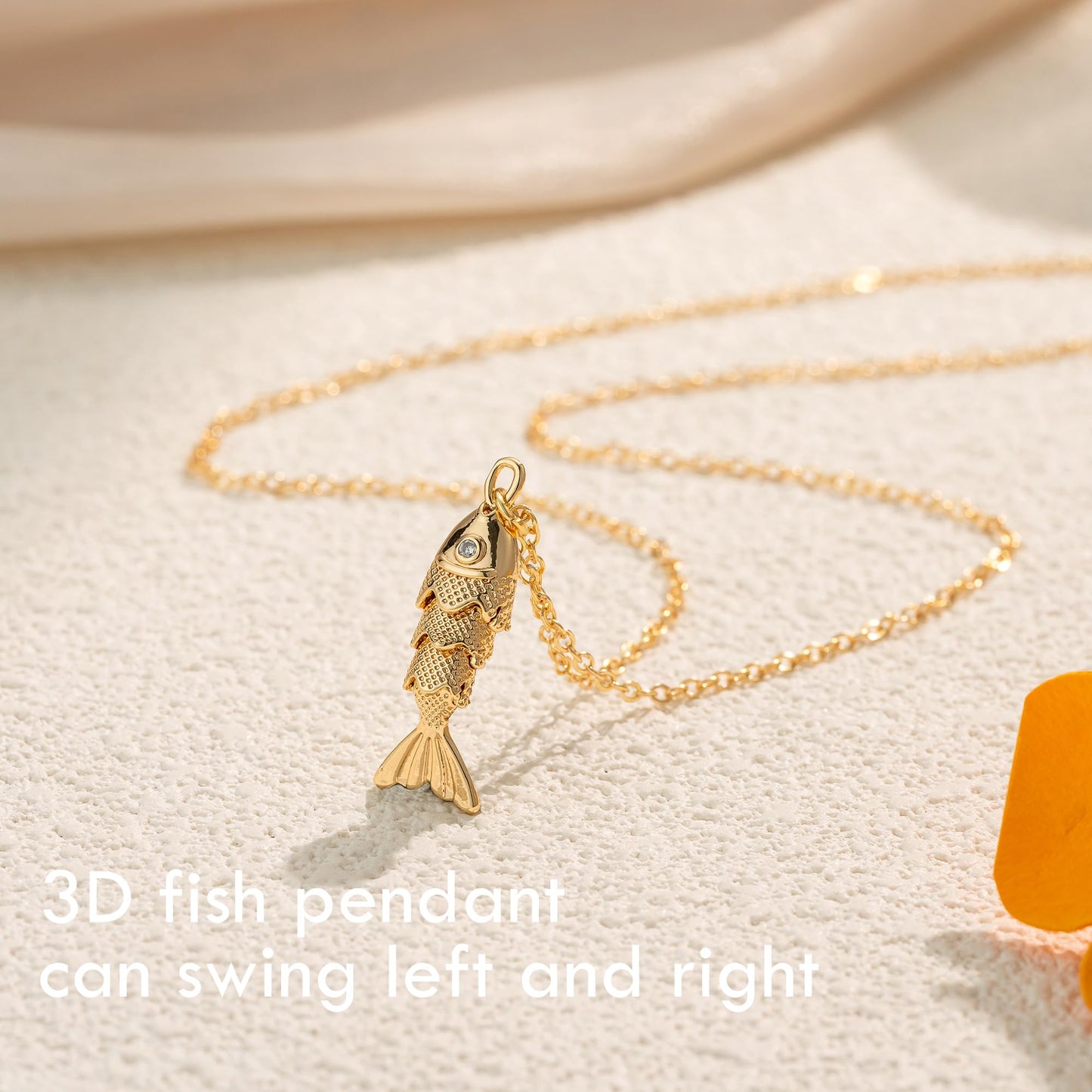 OBSUN Fish Necklace Beach Necklace for Women Fish Charms Wish Necklaces (Fish)
