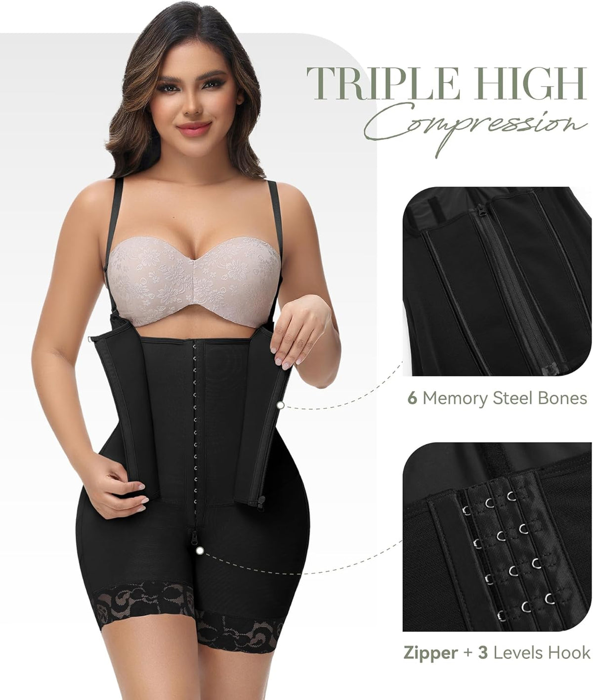 M MYODRESS Fajas Colombianas Moldeadoras Shapewear for Women Tummy Control Body Shaper Post Surgery Compression Garment