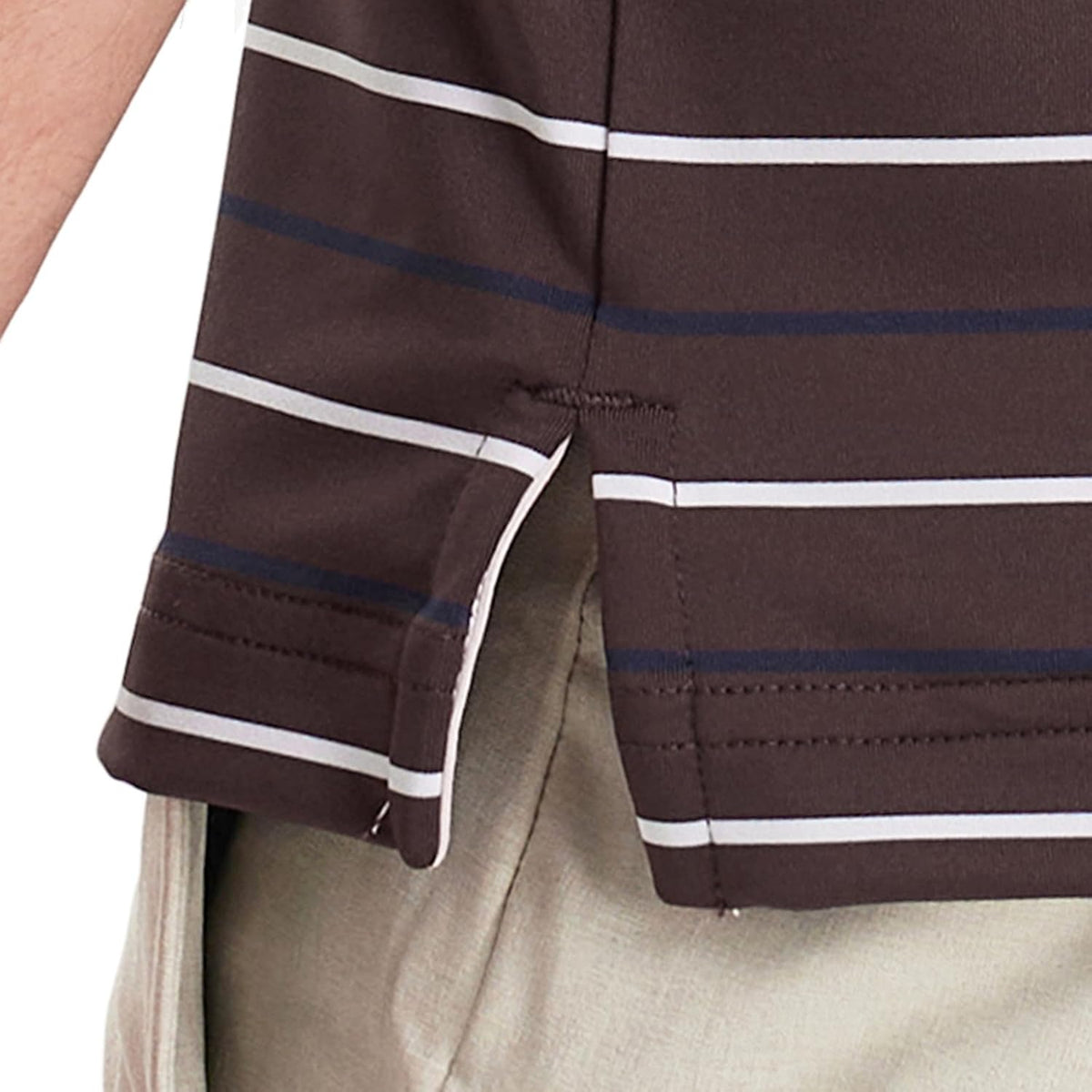 Rouen Mens Golf Shirt Moisture Wicking Dry Fit Performance Stripe Casual Collared Short Sleeve Golf Polo Shirts for Men