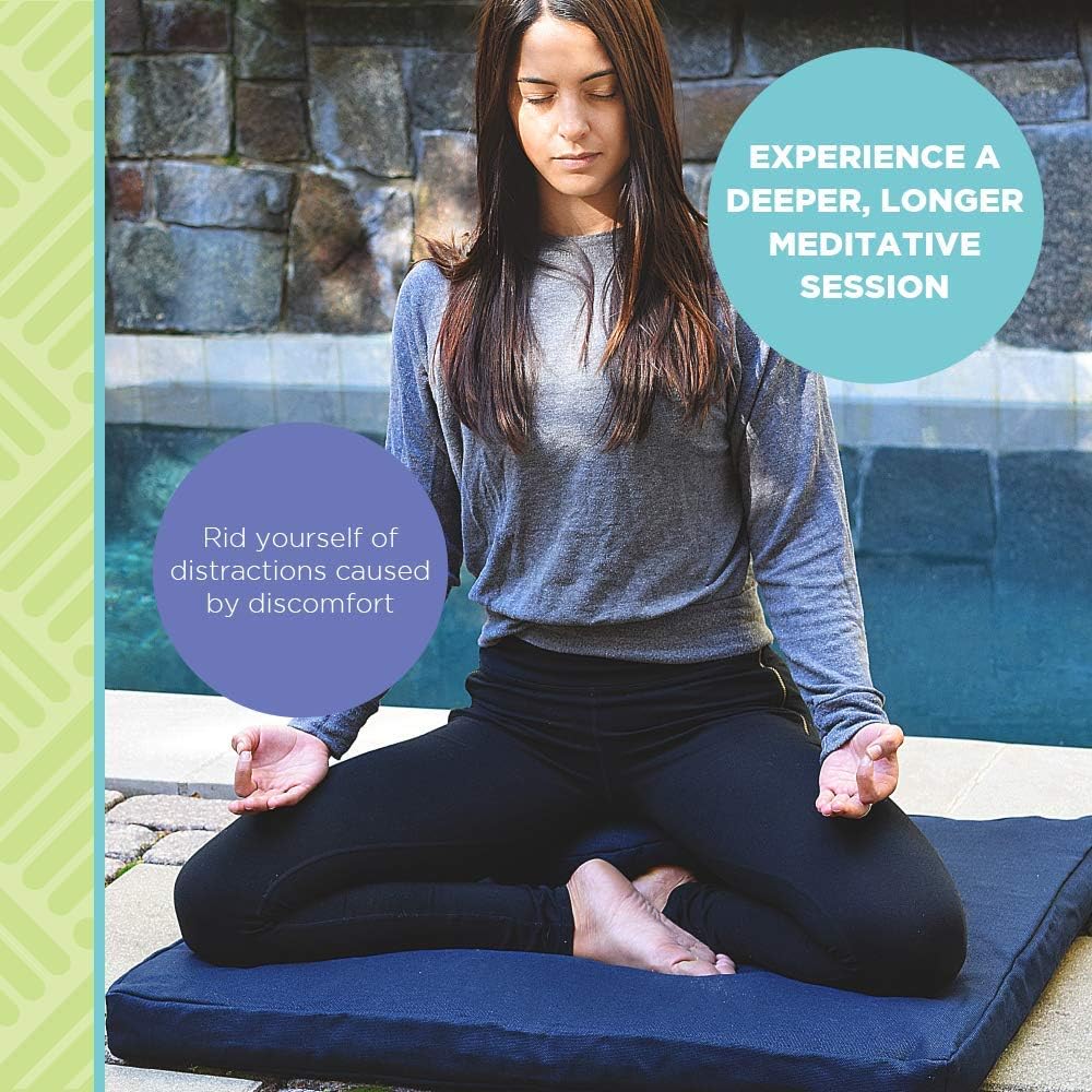 Bean Products Meditation Cushion - Zabuton Meditation Pillows for Sitting on Floor, Yoga Cushion, Cotton Yoga Pillow, Zen Kneeling Prayer Pad- Made in USA - Standard 24x24x2, Natural