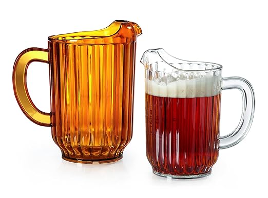 G.E.T. P-2064-1-A-EC BPA-Free Break-Resistant Restaurant Style Plastic Pitcher, 60 Ounce, Amber