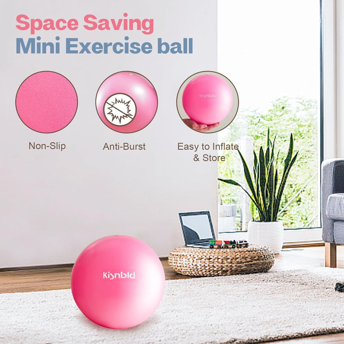 Small Exercise Ball, 9 Inch Mini Pilates Ball, Anti Burst and Slip Resistant Mini Yoga Ball for Stability, Fitness, Physical Therapy, Stretching & Core Strength Workout at Home Gym & Office