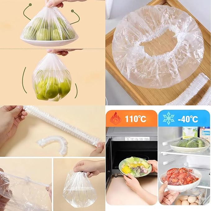 300 Pcs Reusable Elastic Food Covers –Stretchable Bowl & Plate Covers for Bread Proofing Food Storage Picnics. BPA Free, Dishwasher Safe, Universal Fit Clear Adjustable Bread Fermentation Basket Cover
