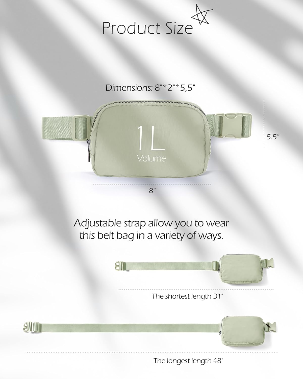 ODODOS Unisex Mini Belt Bag with Adjustable Strap Small Fanny Pack for Workout Running Traveling Hiking, Desert Sage