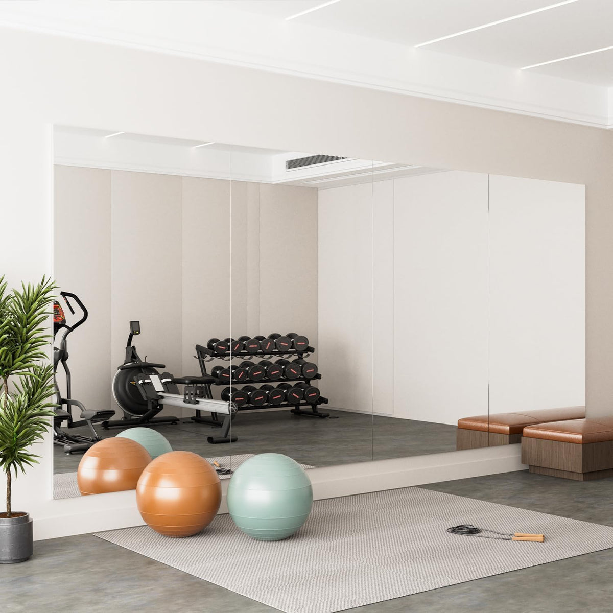 2PCS 71" X 32" Gym Mirror - Full Length Wall Mirror for Gyms, Dance Studios, Home and Yoga - Easy Installation, Ultra Light Shatterproof Nano Miorror Reduces 60% Commercial Insurance Costs, 5LB Each