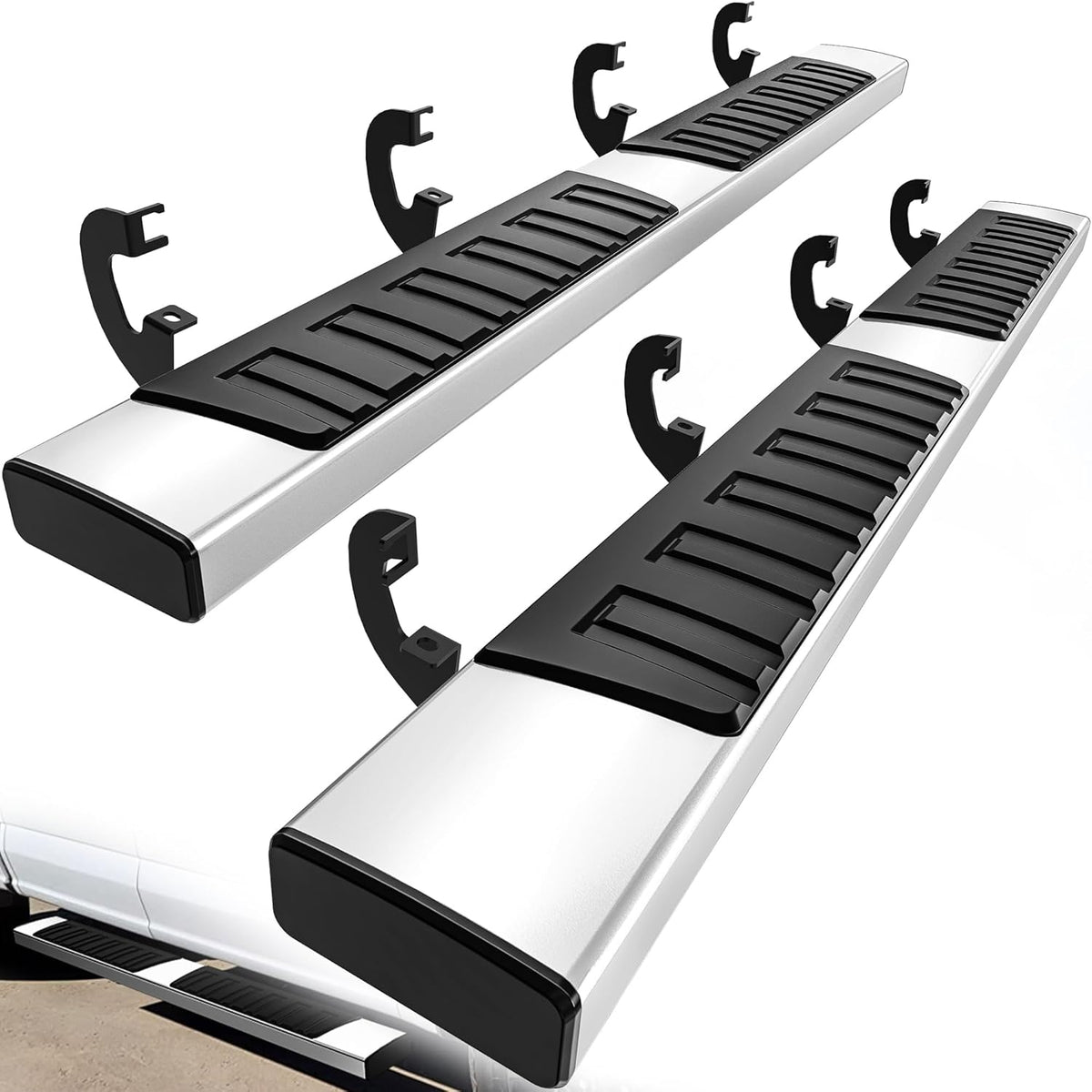 YITAMOTOR 6 inches Running Boards Compatible with 2007-2018 Silverado/GMC Sierra 1500 & 2500HD 3500HD Crew Cab, 2019 Silverado/Sierra 2500HD 3500HD Side Step Nerf Bar (Gas Engine ONLY)