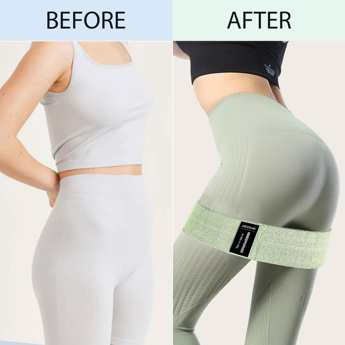 Wide Fabric Resistance Bands Set for Working Out, Non-Slip Exercise Booty Bands for Women & Men Leg and Glutes with Hair Ties and Tape Measure - for Home Gym Workout, Yoga, Pilates