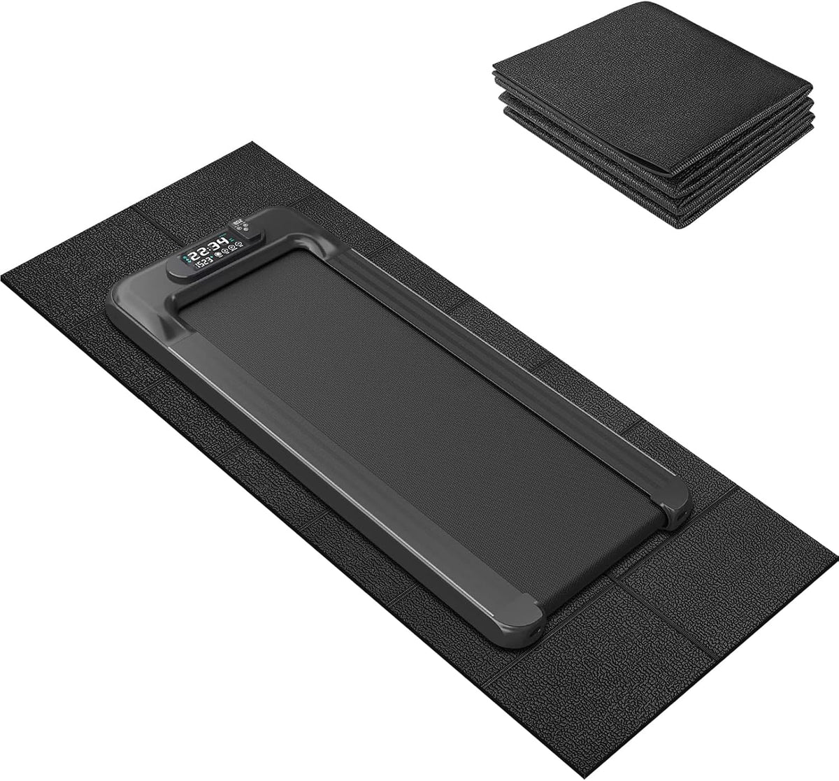 Treadmill Mat, 5'x2.5'/5.6'x2'/6.5'x3'/8'x3',6mm Thickness Exercise Equipment Mat for Carpet Hardwood Floors, Compatible with Walking Pad,Spin Bike,Elliptical Trainer,Rowing Machine