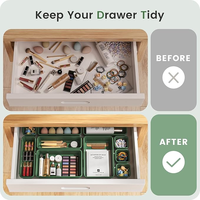 A-LuGei 【 & 5 Size】 Tool Box Organizer Tray Divider Set,【Army Green】 Desk Drawer Organizer,Garage Organization and Storage Toolbox Accessories Rolling Tool Chest Cart WorkBench Small Part