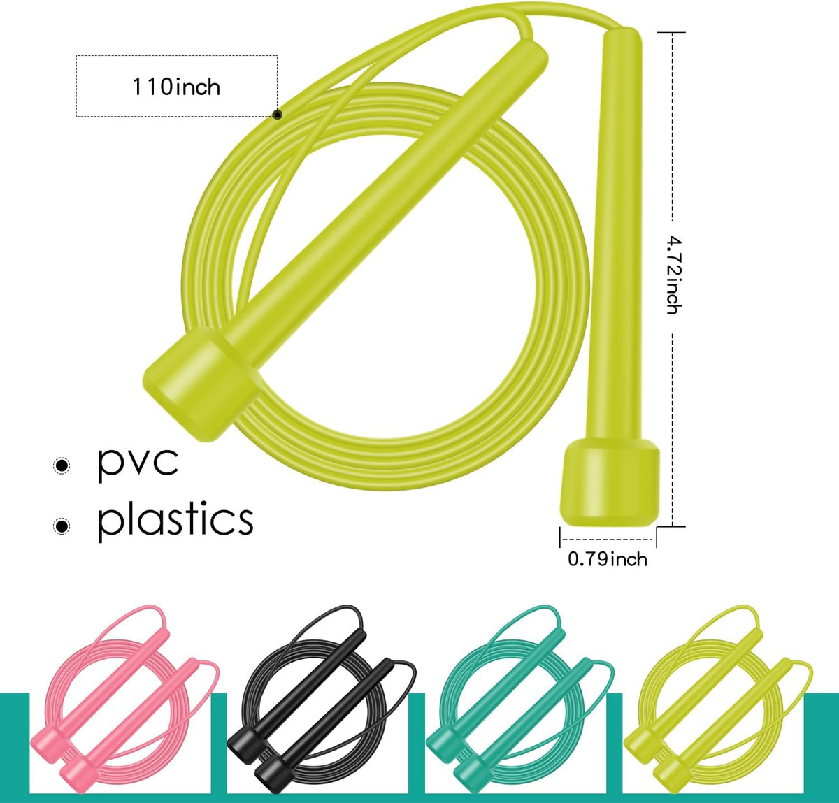 24/36 Pack Pvc Jump Rope, Adjustable Speed Jump Rope with Plastic Handles for Men Women, Skipping Rope for Exercise and Gym Fitness