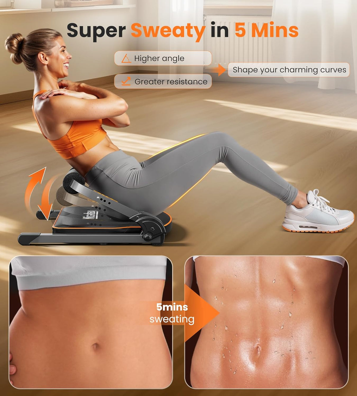 Niceday Ab Workout Equipment, Ab Machine for Stomach Workout, Ab Trainer Machine for Home, Ab Crunch Machine for Home Exercise, Sit Up Machine with Resistance Bands and 330 LBS Weight Capacity