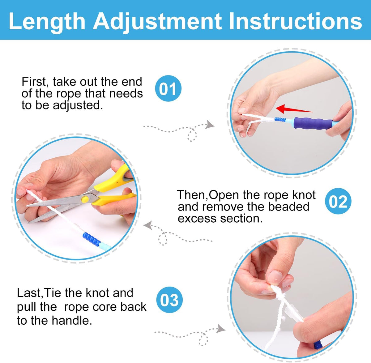 GRAWUN Jump Rope For Kids, Soft Beaded Jump Rope, Adjustable Length Tangle-Free Segmented Soft Beaded Skipping Rope，for Women, Men and Kids Keeping Fit, Workout and Weight Loss