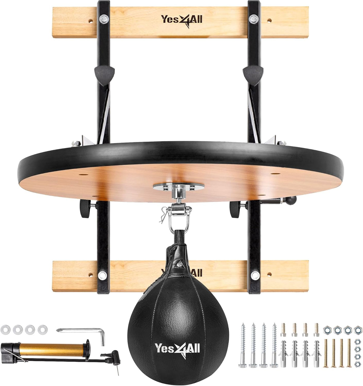 Yes4All 24 inches Adjustable Speed Bag Platform with Upgraded Speed Balls, Wall Mount Punching Bag Boxing Training Full Kit
