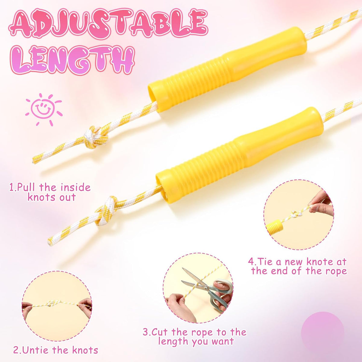 Aoriher 80 Pcs Jump Rope Bulk Kids 7.22 ft Adjustable Stripe Skipping Rope Outdoor Exercise Fitness Equipment for Back to School Class Playground Activities Set, 4 Colors