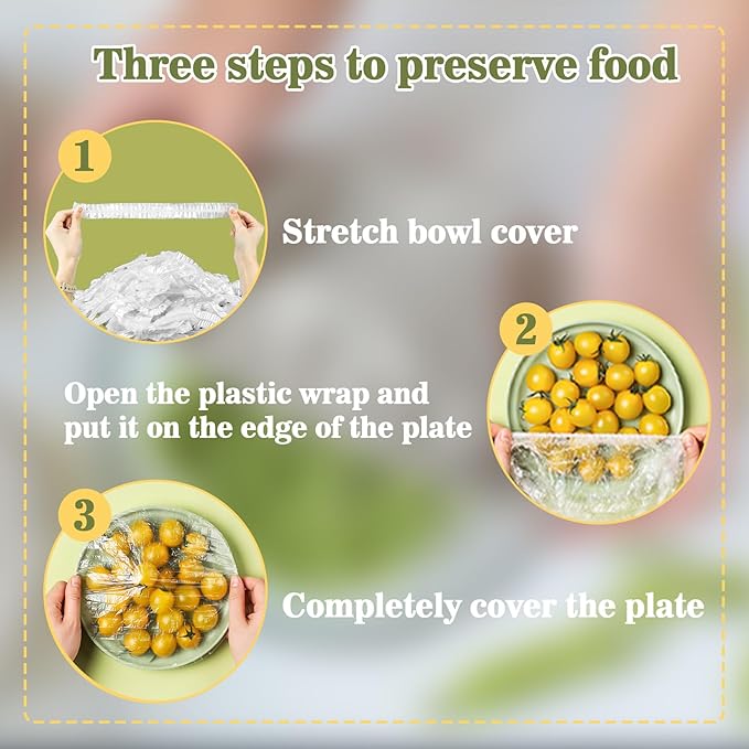 Sukh 100PCS Bowl Covers Reusable - Thickend&Sturdy Plastic Bowl Cover Elastic Food Covers Stretch Reusable Disposable Food Storage Fresh Keeping Bags Outdoor to Keep Dust Away Outdoor Party Supplies