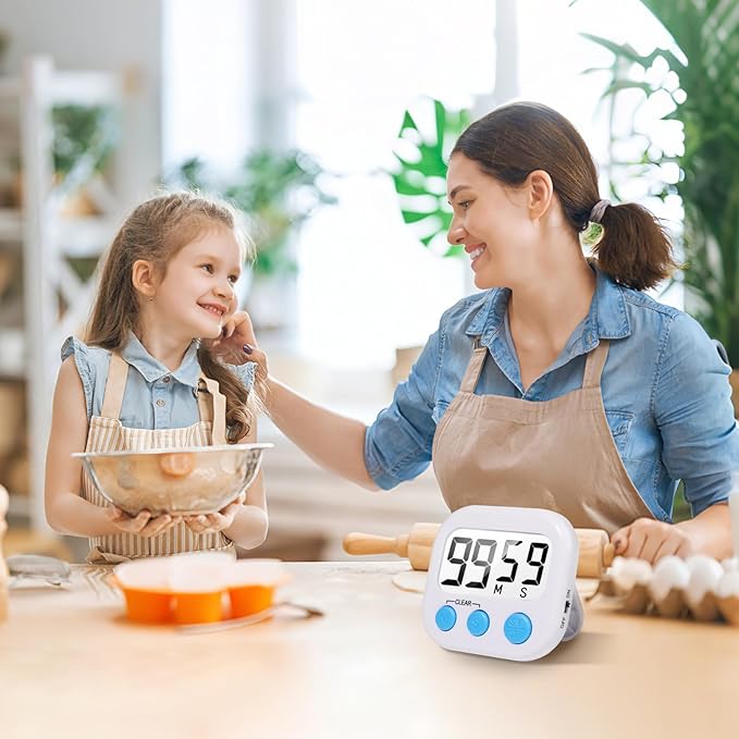 6 Pack Digital Kitchen Timer Small Classroom Timers for Kids Teachers (White)