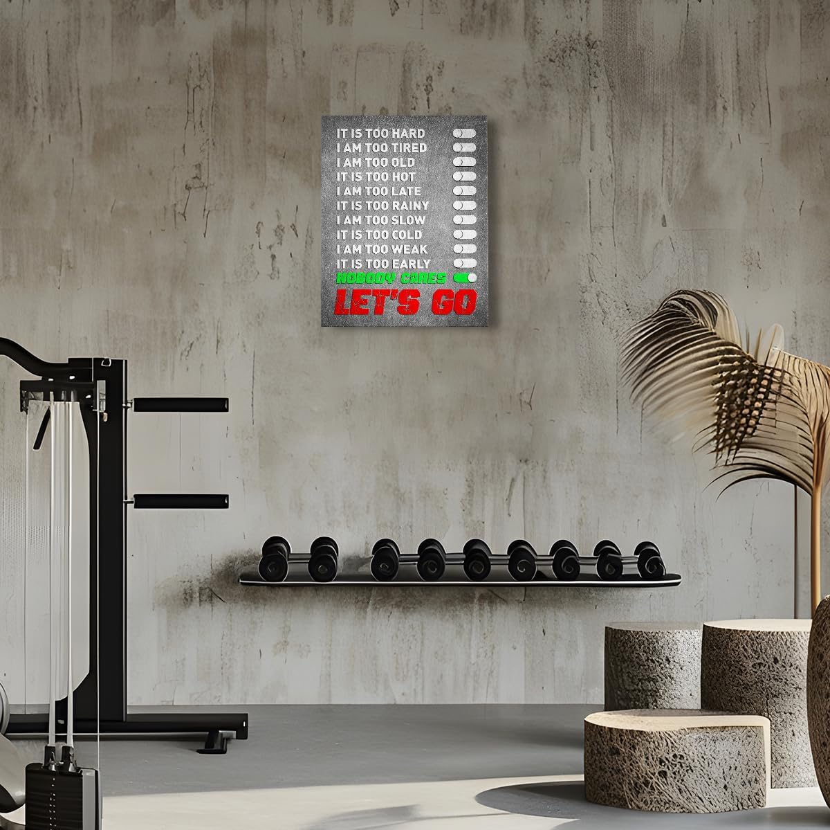 Gym Quotes Wall Art,Inspirational Workout Wall Decor,Let's Go Canvas Wall Art for Home Gym Exercise Fitness Room