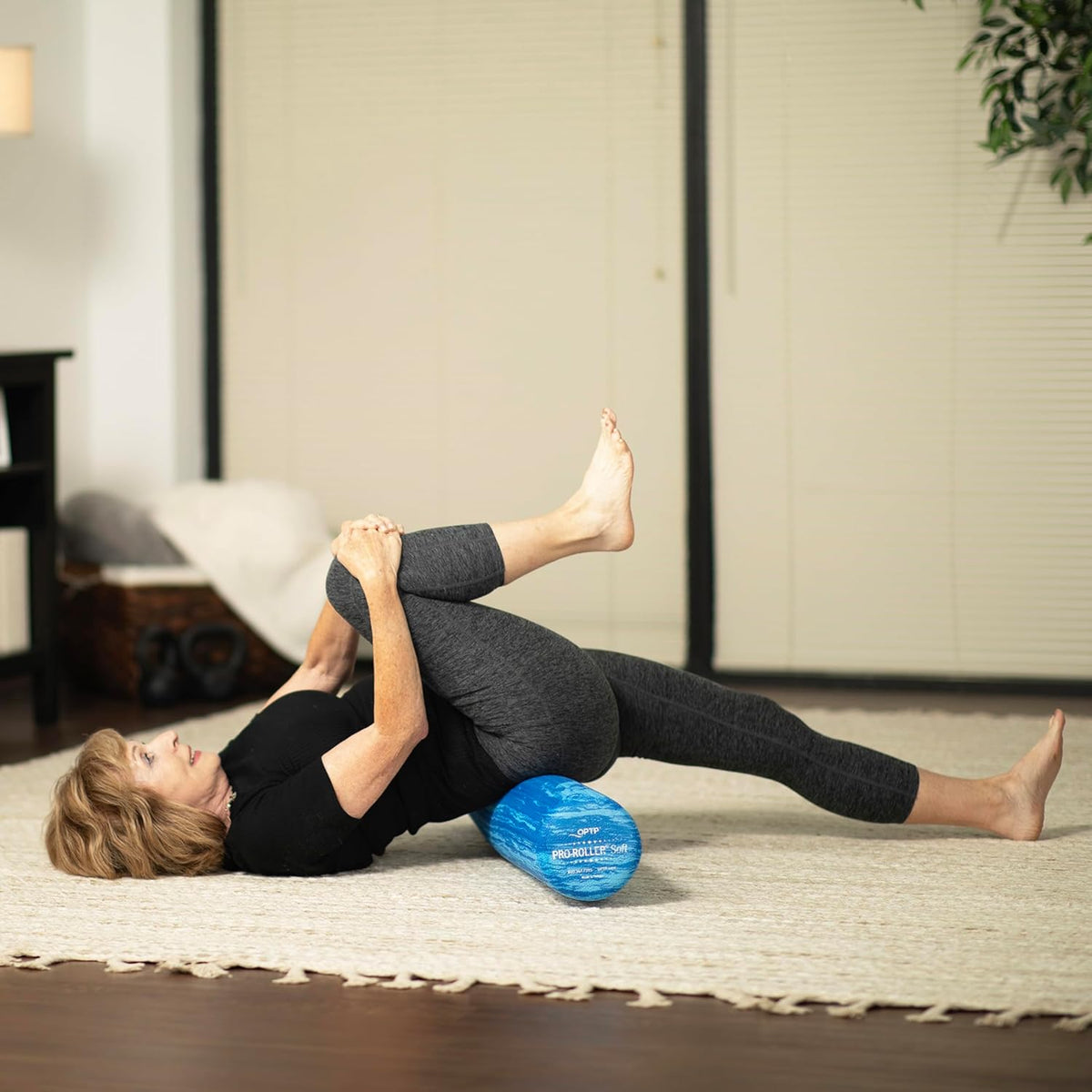 OPTP PRO-Roller Soft Density Foam Roller – Low Density Soft Foam Roller for Physical Therapy, Pilates, Yoga Foam Roll Exercises, and Muscle Recovery- Blue 36" x 6"