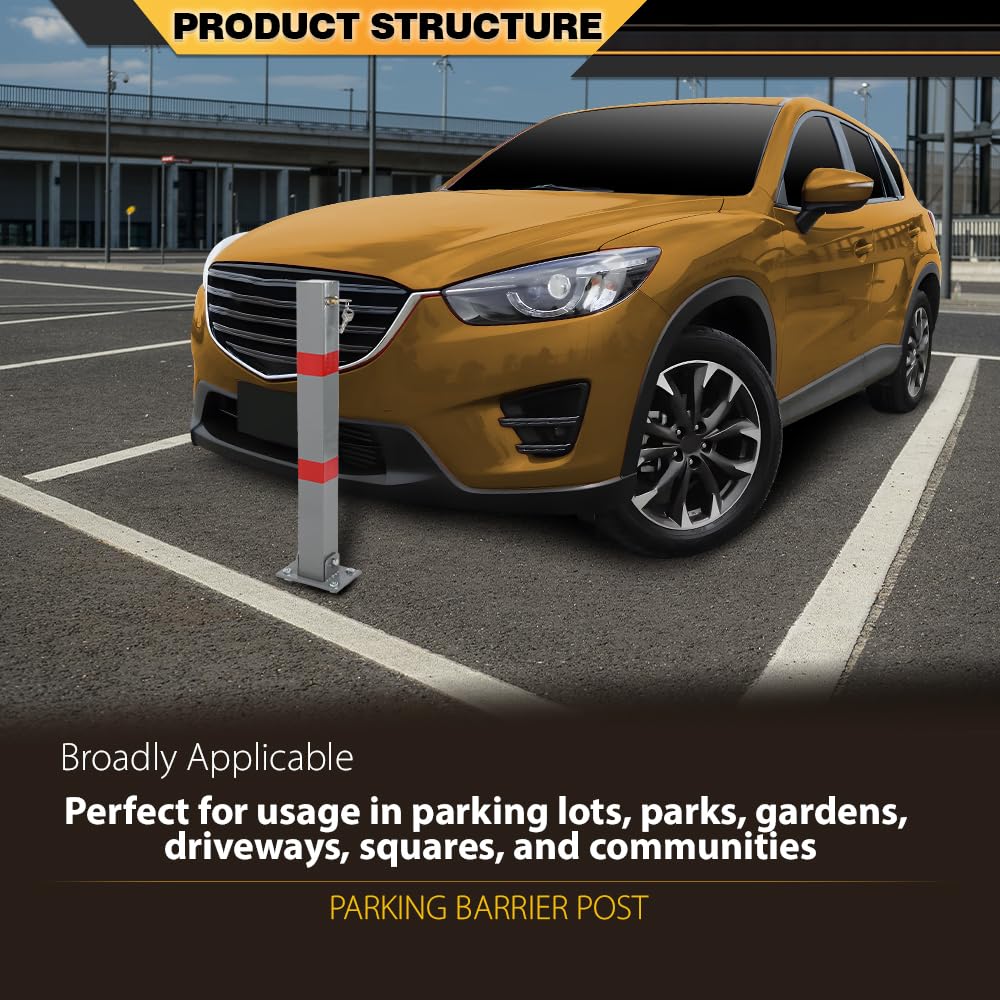 Folding Parking Barrier Lockable Car Bollard Driveway Safety Security Post